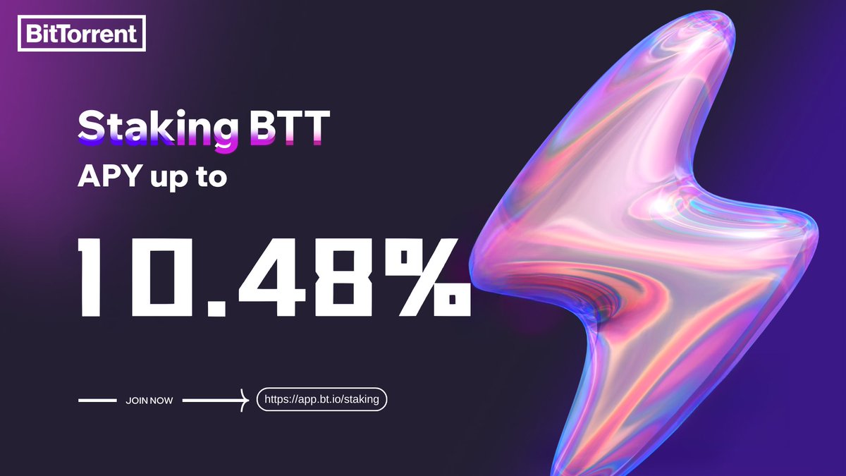 BitTorrent's tweet image. 🔥 $BTT staking offers APY up to 10.48%.       

👉 Staking on #BTTC: app.bt.io/staking