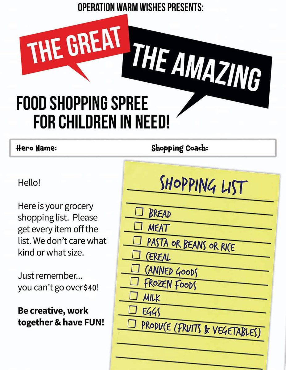 tyronjackson's tweet image. “If I cannot do great things, I can do small things in a great way.”
― Martin Luther King Jr. 

Operation Warm Wishes Presents: The Great! The Amazing! Food Shopping Spree for Youth and Families in Need!

Join us on Martin Luther King Jr. Day for a shopping spree like no other!…