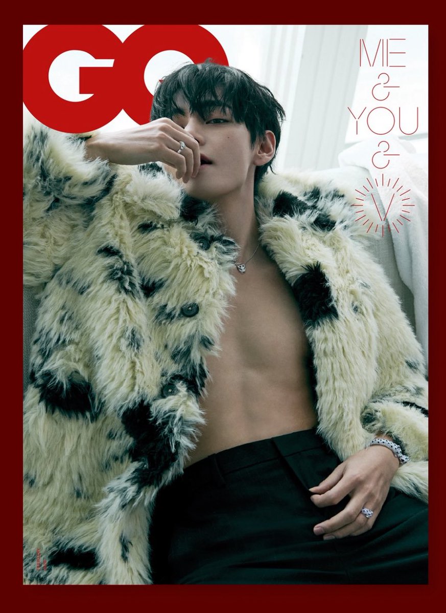 gq_korea IG post

ME &amp; YOU &amp; V

GO KOREA FEBRUARY ISSUE WITH V
'V' has a lot of stories. Two lines in the forest divide the continent. These lines exist without parallel, nor erasing each other. Angles that meet at one point when we fall in our own direction. At an angle called V
