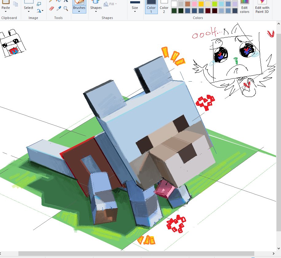 I had to doodle the new minecraft animal update baby pup omg its too cute….he got a diapy