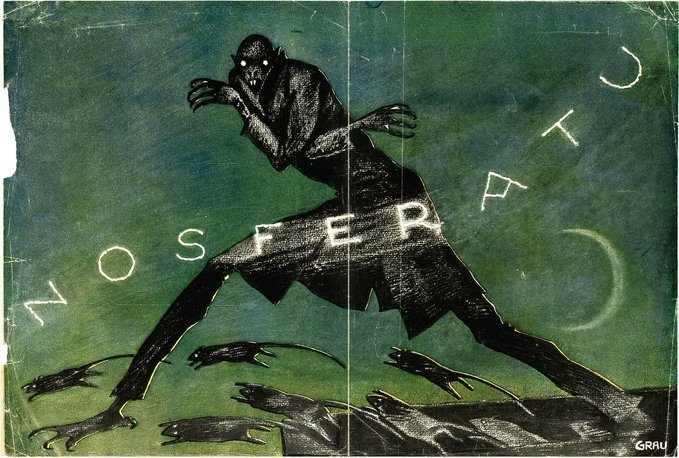 archaeologyart's tweet photo. The 1922 German release poster for Nosferatu. https://t.co/8kZbzkYp4X