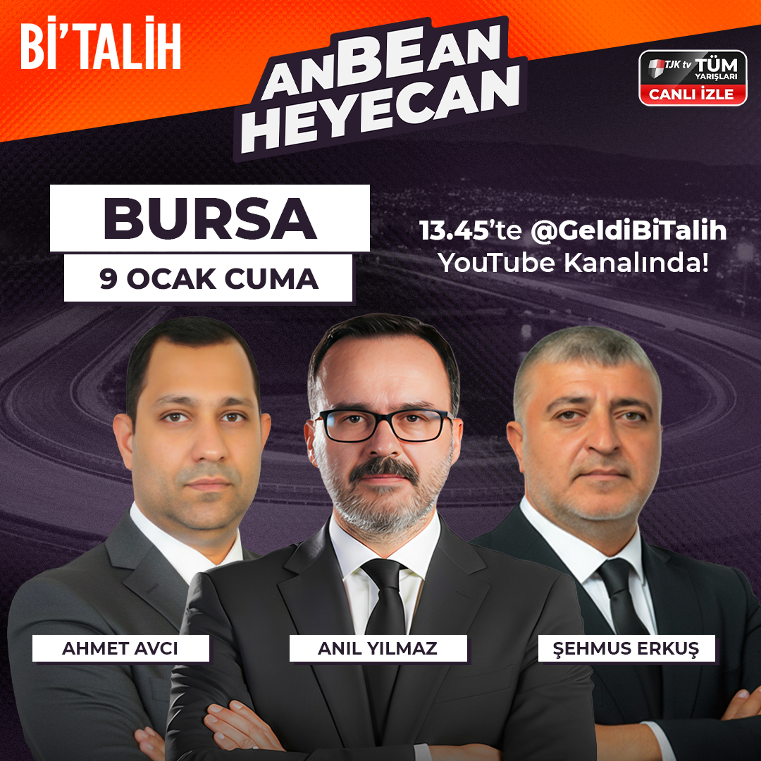 🎙️ <a href="/AhmetAV28198449/">Ahmet AVCİ</a>, <a href="/ehmusErku2/">Şehmus Erkuş</a> ve <a href="/altilitakip/">Anıl Yılmaz</a> ile ANBEAN HEYECAN'ın yeni bölümü 13:45'te Bi'Talih YouTube kanalında CANLI yayında!

Yayınımızı izlemek için YouTube'da oturum açmayı unutmayın! 👇
📲 bit.ly/49vhDkc