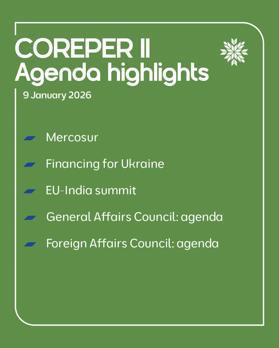 CY2026EU's tweet photo. Agenda highlights of today's COREPER I and COREPER II meetings ⬇️ https://t.co/fVvgH3AUFo