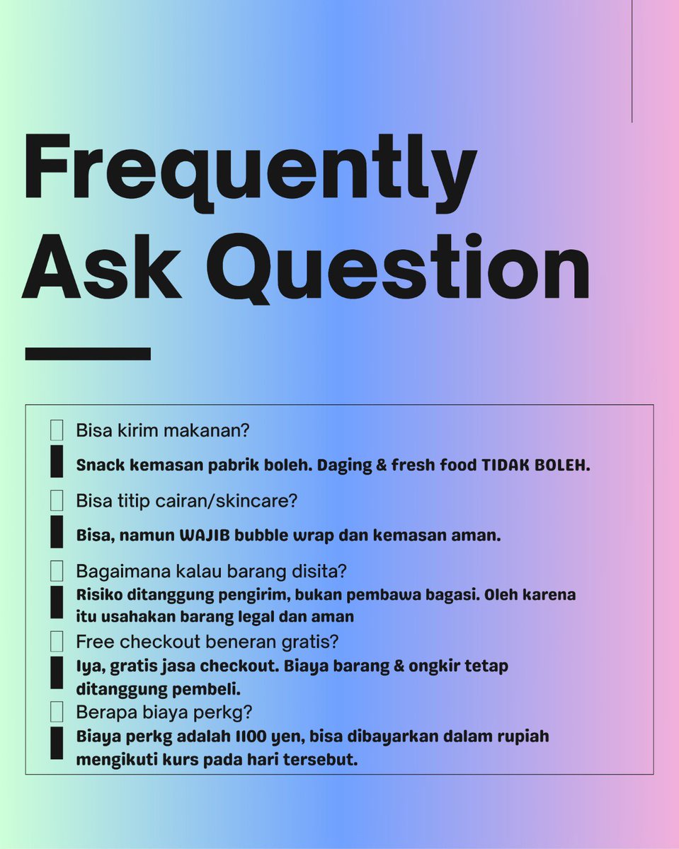 berthachristt's tweet image. [Help RT]

Open Jastip &amp;amp; Handcarry Osaka/Tokyo 🇯🇵

📆 23 jan-3 feb 2026
✅ Baju, Makeup, Skincare, Snack
✅ Sharing Bagasi
✅ Pop up &amp;amp; Merch

bisa dm/chat via wa

tags jasa titip jastip handcarry osaka tokyo jepang #zonauang #zonajajan️️ #jastipjepang #jastiposaka #jastiptokyo
