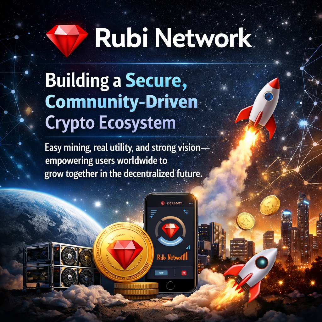 Rubi Network is building a secure, community-driven crypto ecosystem with  easy mining, real utility, and strong vision—empowering users worldwide to  grow together in the decentralized future. 🚀 #RubiNetwork #Web3 #CryptoNews