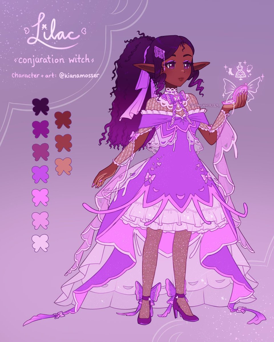 kianamosser's tweet photo. Lilac, a witch who owns a fashion business! She can use conjuration magic ✨ #OCArt https://t.co/G3oV7xN7ES