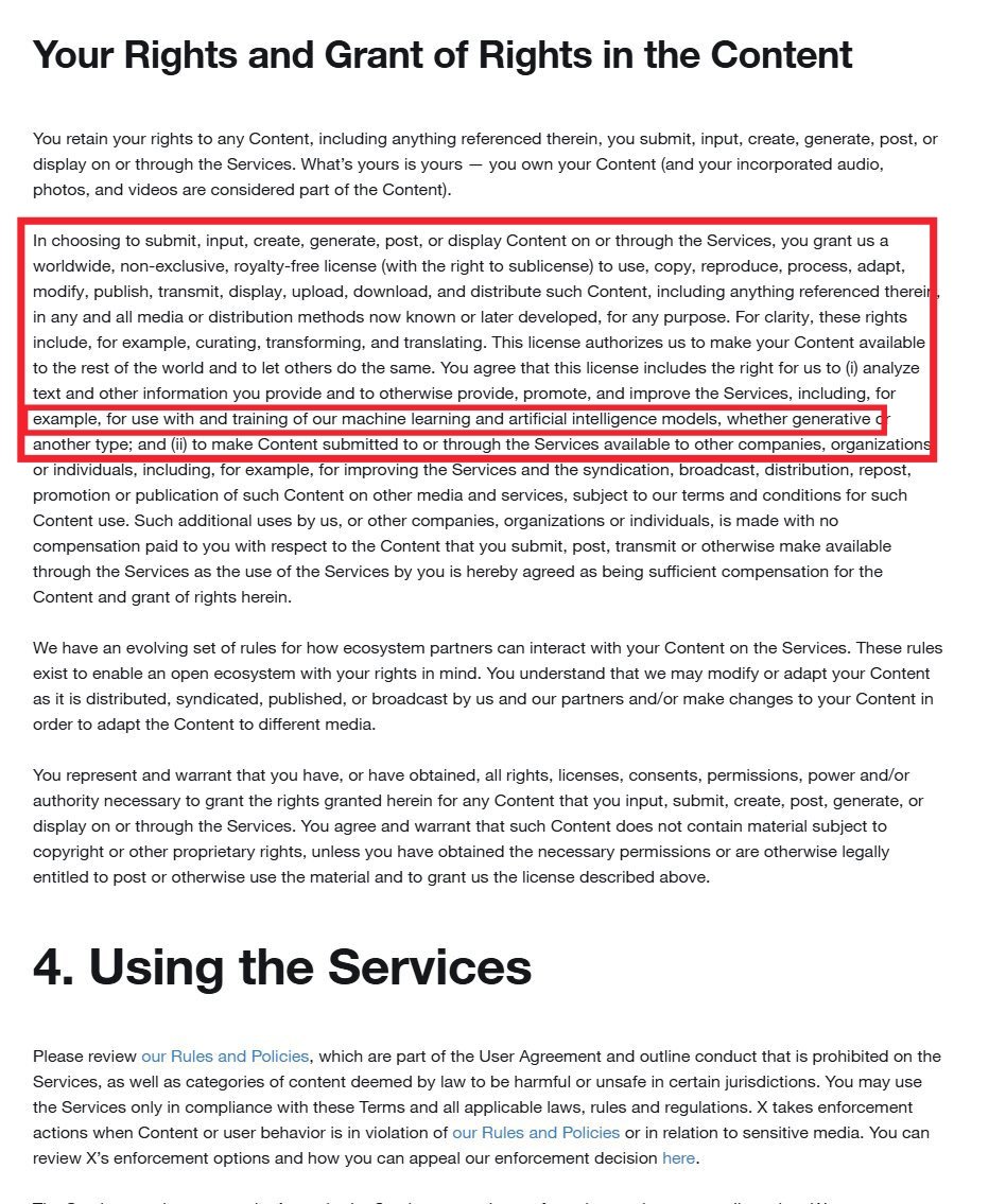 Zmeinir's tweet image. ⚠️ ARTISTS

JANUARY 15TH UPDATE WAS FAKE, don't delete your art and acc on a rush decision!

HOWEVER;
If you're not in the EU, X is still collecting your data for AI learning, and it's been like this since 2023.

I'm not telling you not to leave, this platform is a mess. Just…