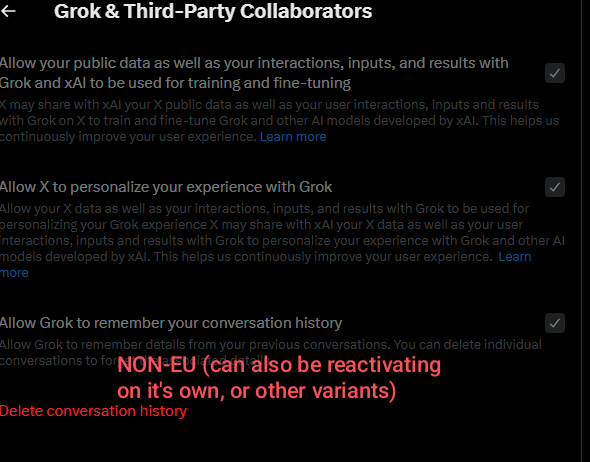 Zmeinir's tweet image. ⚠️ ARTISTS

JANUARY 15TH UPDATE WAS FAKE, don't delete your art and acc on a rush decision!

HOWEVER;
If you're not in the EU, X is still collecting your data for AI learning, and it's been like this since 2023.

I'm not telling you not to leave, this platform is a mess. Just…