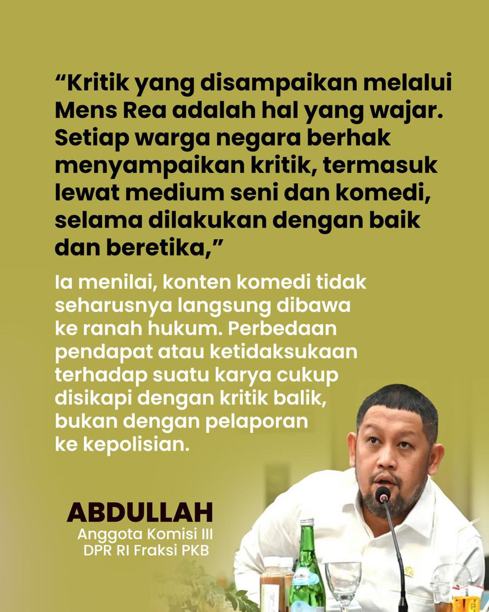 DPP_PKB's tweet photo. Kritik adalah hak warga negara dalam demokrasi. @Gus_abdullah1 berpendapat selama disampaikan dengan itikad baik dan beretika, ekspresi semacam ini tidak semestinya dipersoalkan secara berlebihan.
#Kritik
#Demokrasi
#HakBerpendapat https://t.co/WqsWKRA2kZ