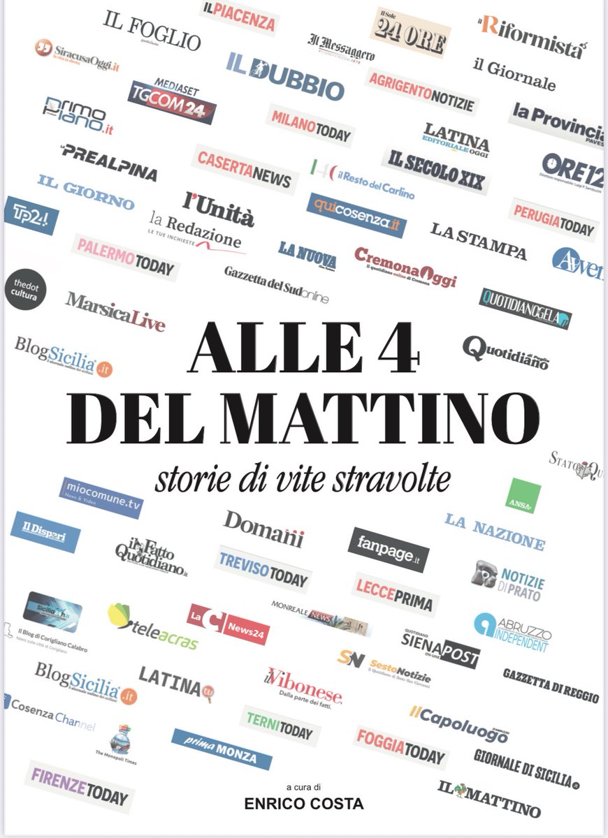 Enrico__Costa's tweet image. "Alle 4 del mattino. Storie di vite stravolte".
E' una pubblicazione-rassegna stampa, nella quale ho tratto da articoli di testate giornalistiche 100 storie di innocenti arrestati e assolti dopo anni, qualcuno risarcito, qualcuno no.
Presentazione mercoledì 14 gennaio ore 13,…