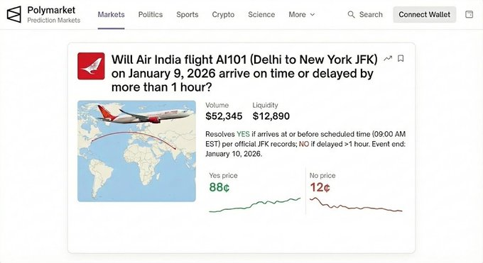 MModaliar's tweet image. A Polymarket contract for every flight could provide natural insurance against delays for every passenger