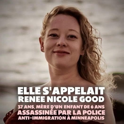 racmess's tweet image. Elle s'appelait Renee Nicole Good.
Abattue sans sommation de 3 balles dans la tête, par la police anti-immigration de Trump, ce mercredi 7 janvier 2026 à Minneapolis.
Elle avait 37 ans, elle était la mère d'un petit garçon de 6 ans.
Dans la portière de sa voiture maculée de sang…