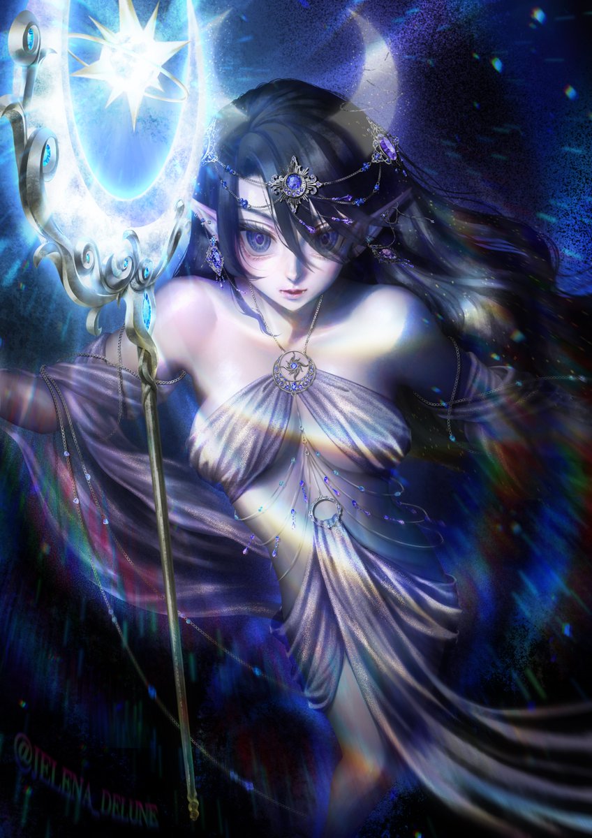 MOON BLAST.
The night is mine to command.
月冕裁決，永夜終諭。

#JelenaDelune #Vtuber #VtuberArt #OriginalCharacter #OC #Art #illustration