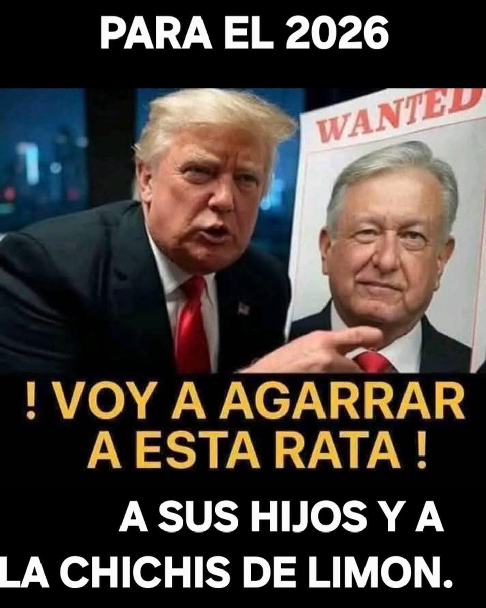 Gracias a Donald Trump, México pronto estará libre de la basura denominada MORENA.

Y es que las ratas están temblando y amenazan ante el miedo, como Nicolás Maduro.
