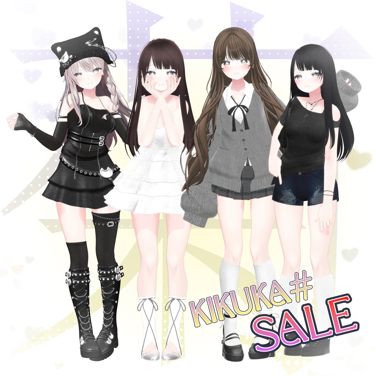 【🎀SALE🎀】Kikuka全衣装セール開催中！✨

日頃の感謝を込めて、ショップ内のKikuka向け全アイテムを期間限定でセールいたします。🌸
ぜひこの機会にチェックしてみてください！💌

🌸 セール 期間 : ~ 1/15日

詳細はBOOTHリンクからどうぞ👇
kikuka.booth.pm/items/7852910

#VRChat #booth_pm