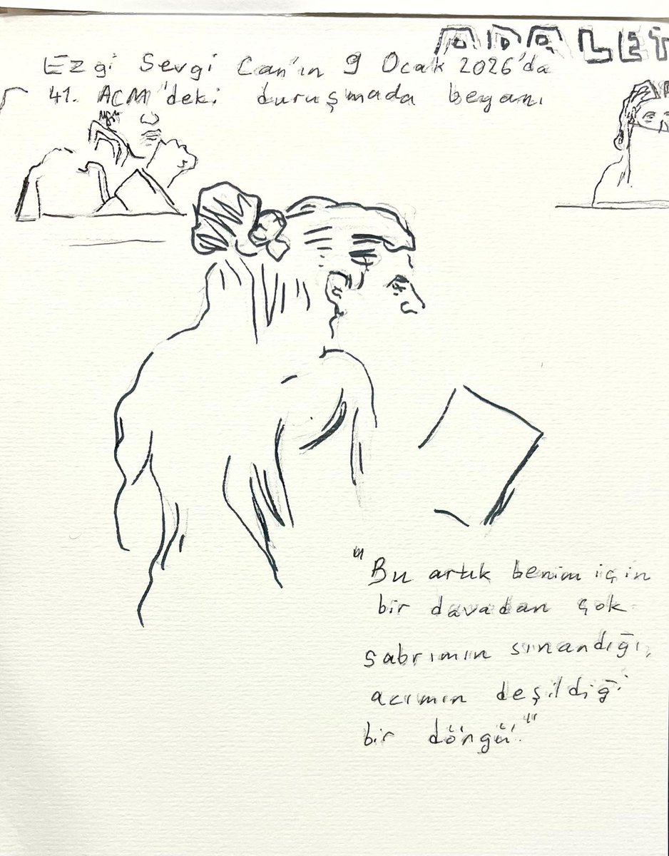 41. ACM'de görülen #OnurYaserCan davasında, <a href="/nazimdikbas/">nazimdikbas</a> gözünden Ezgi Sevgi Can: "Bu artık benim için bir davadan çok, sabrımın sınandığı, acımın deşildiği bir döngü."
#OnurumuzİçinAdalet