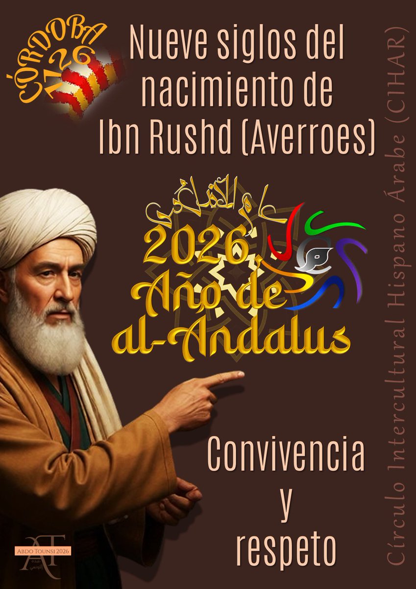 cihar11's tweet photo. Nueve siglo del nacimiento de Ibn Rushd - #Averroes #AñodealÁndalus @AMEV_Oficial @baetis77 @RedMedinas @Casaarabe @CasaReal @CEARC_net  @UNESCO_es @salam @culturagob @AndaluciaJunta @legadoandalusi @FMediterranea @aguerroes @QatarEmb_Spain https://t.co/4Poa4IAxU3
