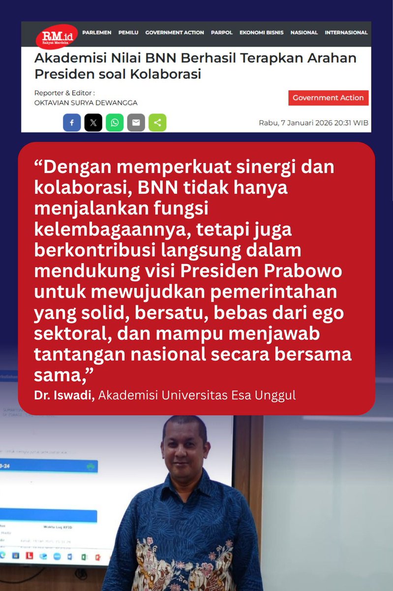 Arah presiden dijalankan BNN dengan memperkuat sinergi dan kolaborasi. Respek buat BNN yang tak utamakan ego nya
#KolaborasiLindungiBangsa