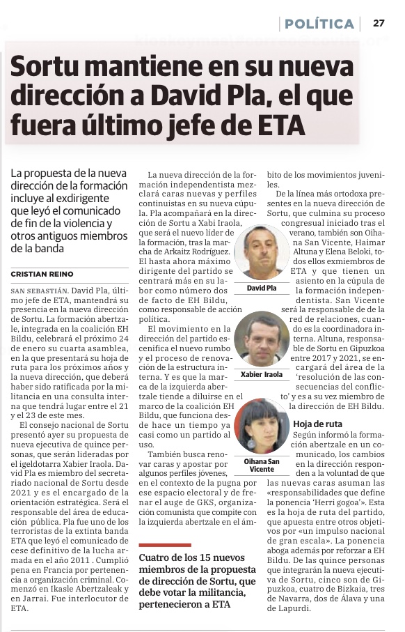 Los dirigentes de la izquierda abertzale fueron los señores «X» de ETA: movieron los hilos de la organización terrorista, diseñaron y dirigieron las estrategias de terror.

Y ahora, con ETA desaparecida, agradecen a los terroristas los servicios prestados con puestos en la