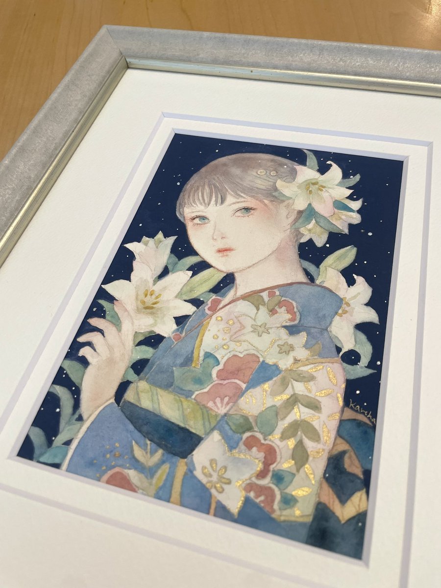 宵の白百合」 今回は比較的シンプルな額装に✨ この額とてもお気に入り。