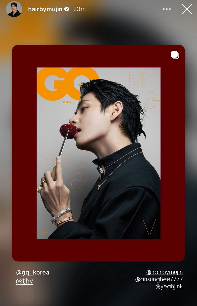 Mujin IG story

instagram.com/stories/hairby…

TAEHYUNG FOR GQ KOREA
#TaehyungxGQKorea
#TaehyungxCartier