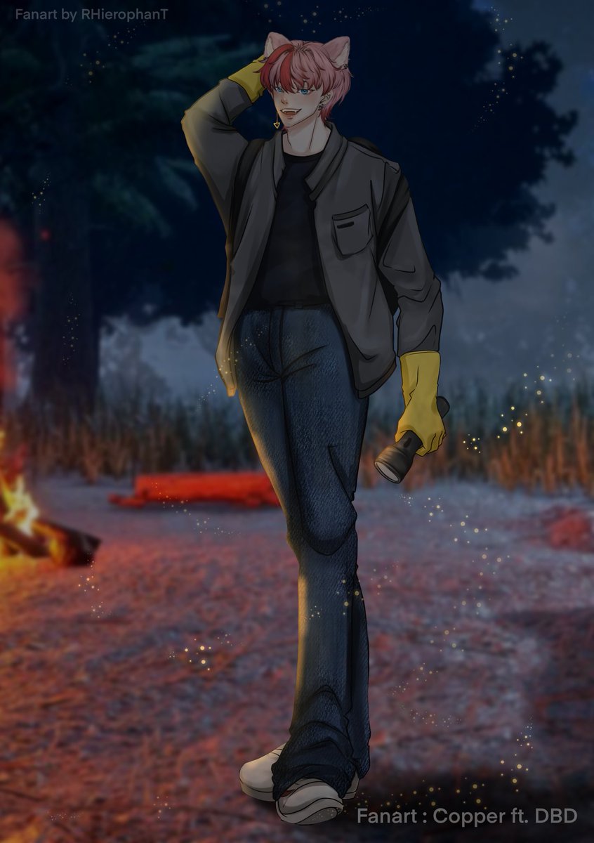 R_HIEROPHANT's tweet image. หมาใส่ชุดล่าหมา FanArt @Copper_Chark ft. DBD 

fanart by RHierophanT