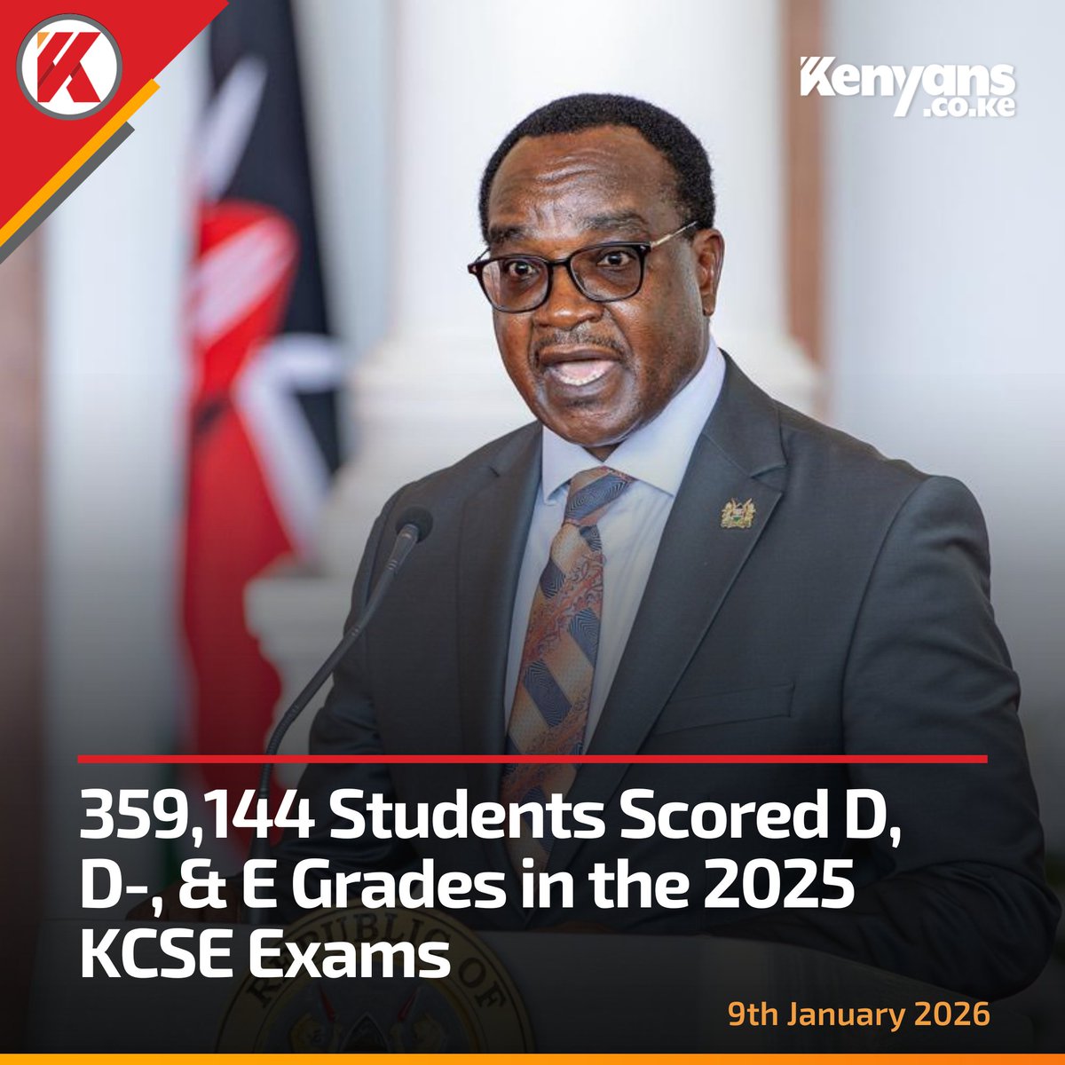 Kenyans's tweet image. 359,144 students scored D, D-, &amp;amp; E grades in the 2025 KCSE exams