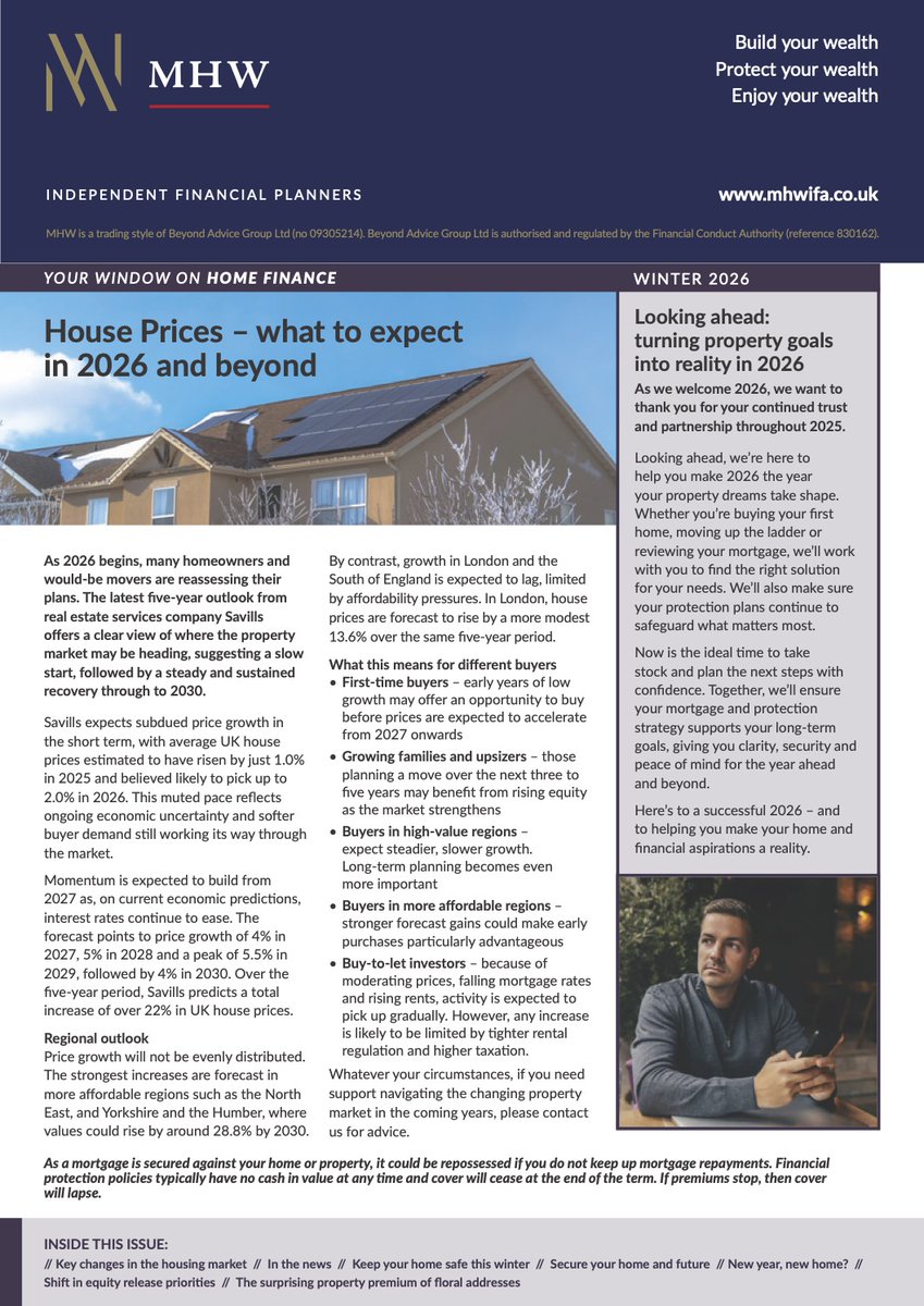Our Window on Home Finance quarterly newsletter is out. Download it along with other newsletters here.

mhwifa.co.uk/news/

If any of the content resonates with you, get in touch for a free review of your circumstances.

#mhwifa #financialadviser #mortgagebroker