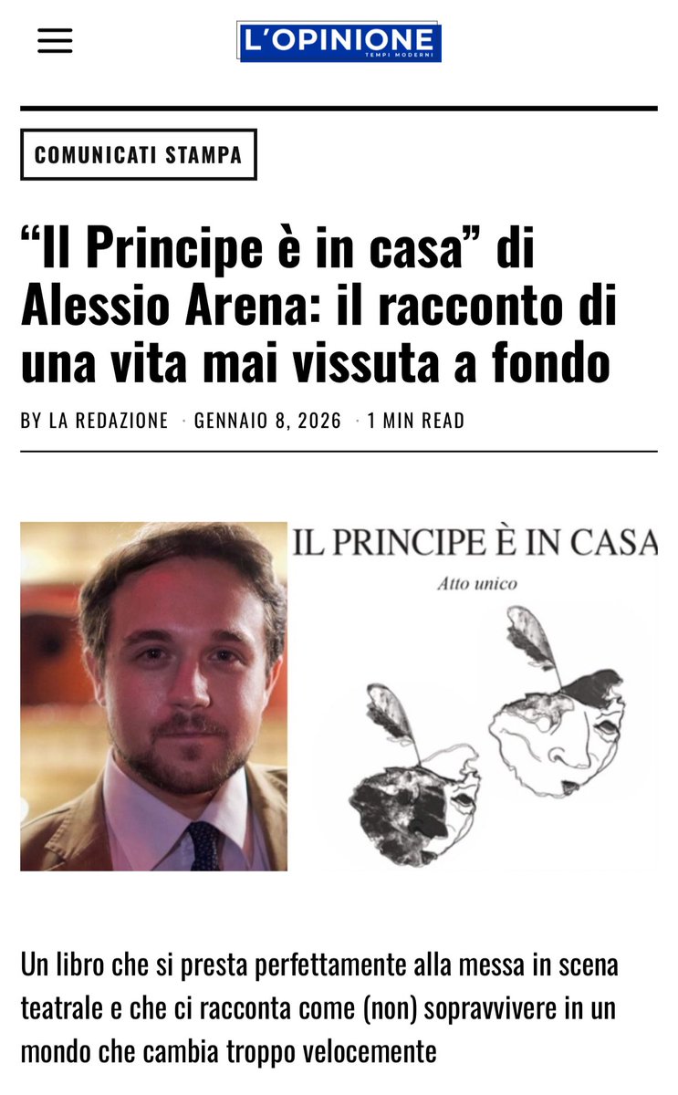 Grazie a “L’Opinione” per aver segnalato la pubblicazione del mio nuovo libro “Il Principe è in Casa” (Bulzoni).

lopinione.com/il-principe-e-…
