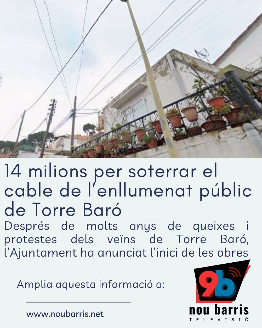 14 milions per soterrar el cable de l’enllumenat públic de Torre Baró. 

Després de molts anys de queixes i protestes dels veïns de Torre Baró, l’Ajuntament ha anunciat l’inici de les obres. 

f.mtr.cool/xyovqxyhrc