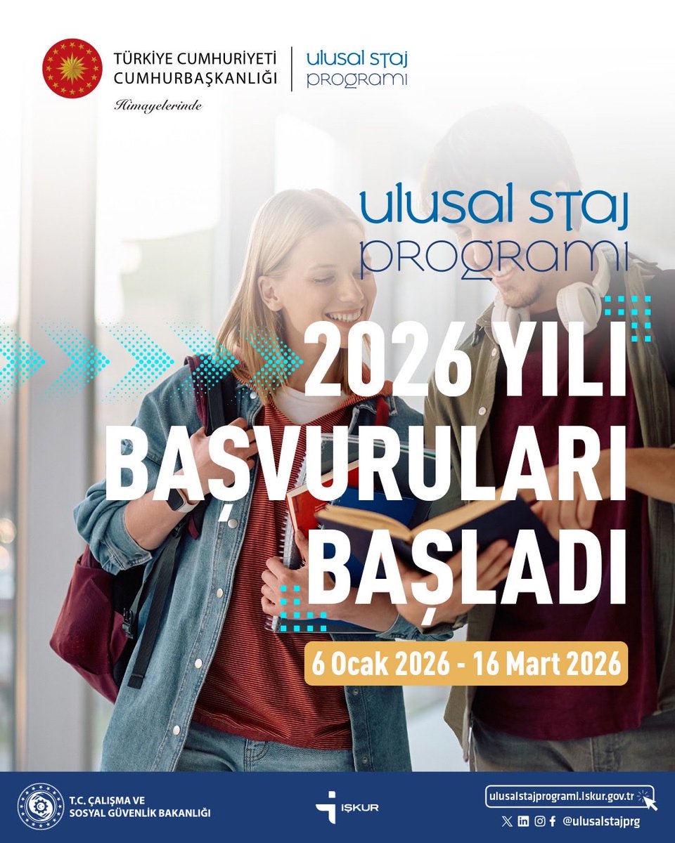 #UlusalStajProgramı 2026 yılı itibarıyla artık İŞKUR’da! Hemen başvur, sen de kariyer
imkânlarından faydalanma fırsatını yakala.  🚀   <a href="/ulusalstajprg/">Ulusal Staj Programı</a> #USP
Başvuru Linki:                                        ulusalstajprogrami.iskur.gov.tr              
Son Başvuru Tarihi: 16 Mart 2026