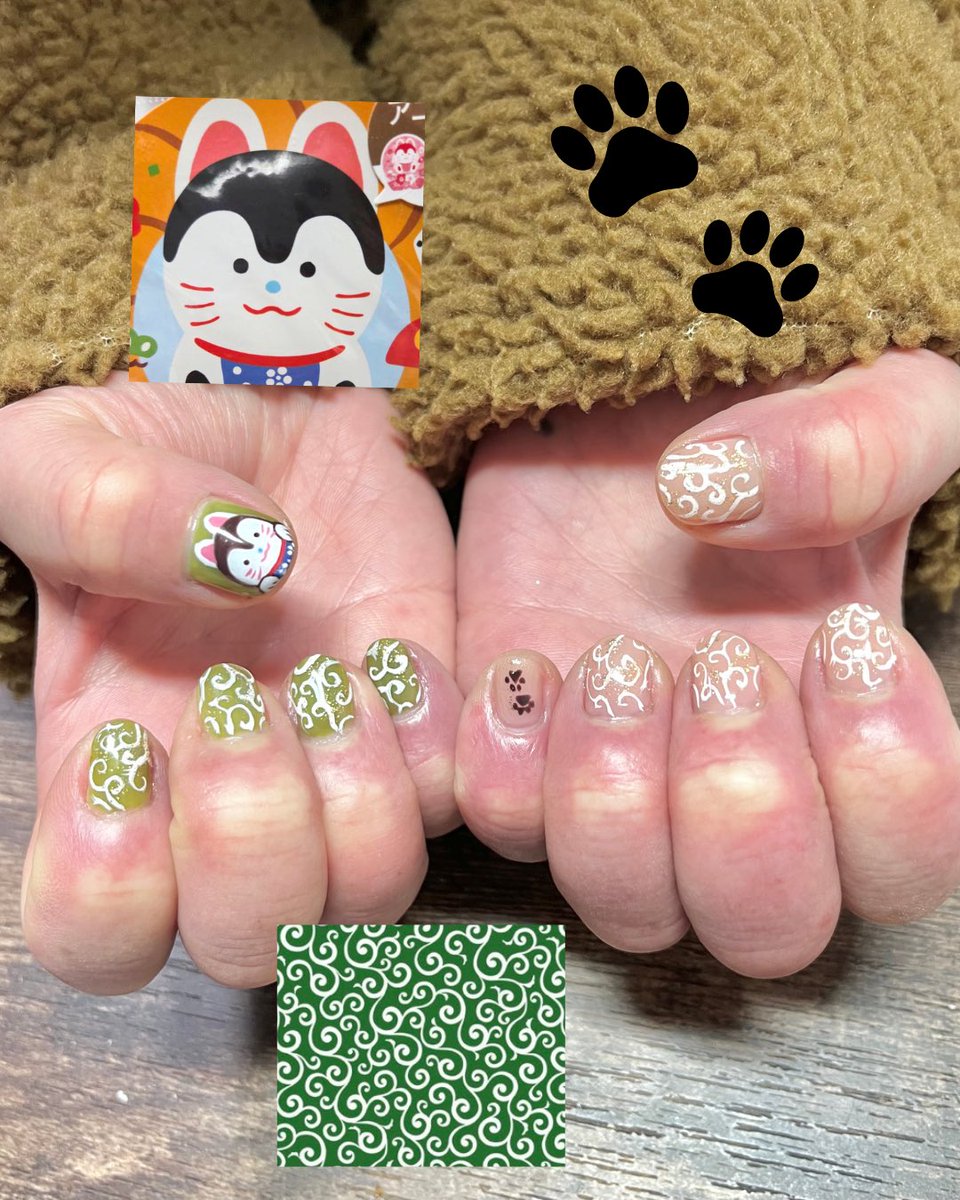 ankokomati's tweet photo. thank you🌿

狛犬🐶×唐草🌱×足跡🐾 https://t.co/yWVkaTQ15h