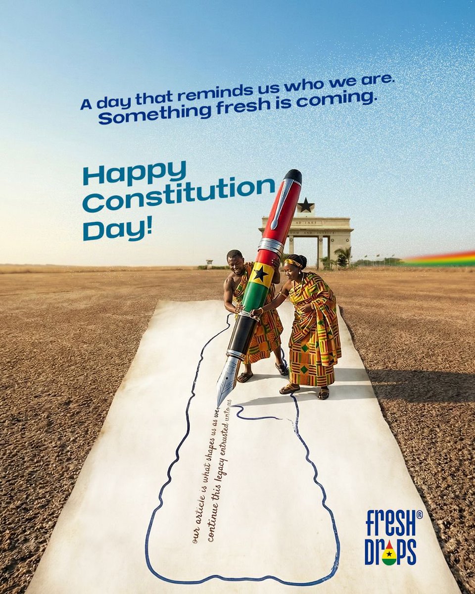 FreshDropsGhana's tweet photo. From timeless values flows something fresh. Happy Constitution Day 🇬🇭

#FreshDropsComing #FreshnessLoading https://t.co/J4EhhTbdA4