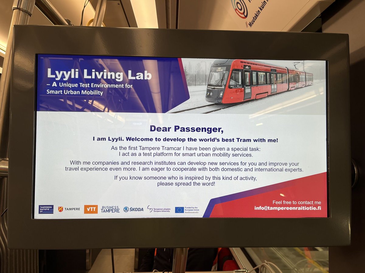 OptiPEx_Project's tweet photo. Check out the photos from OptiPEx's latest Living Lab data collection with our project partners VTT, Škoda Group and Teleste in Tampere!
#HorizonEurope #EuropeanComission #publictransport #ArtificialIntelligence #Technology #Innovation https://t.co/qR0yDr0np9