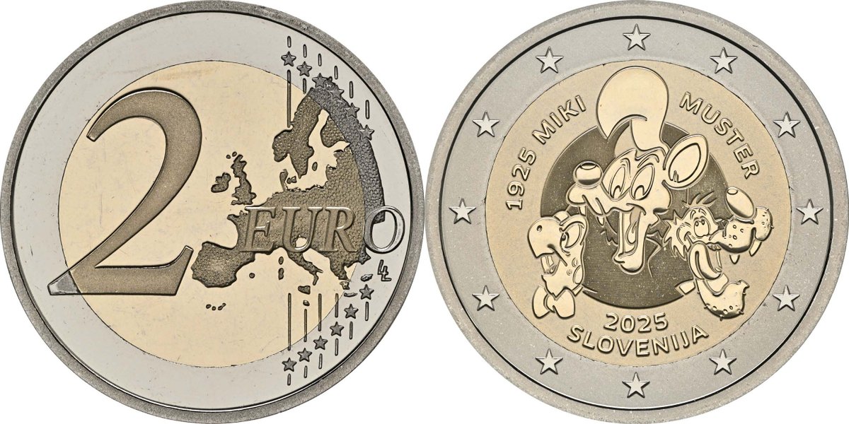 Neu am Lager: 2 Euro Miki Muster 2025 PP Slowenien: Slowenien : 2 Euro 100. Geburtstag von Miki Muster 2025 PP  Preis: 239 Euro dlvr.it/TQFGQC