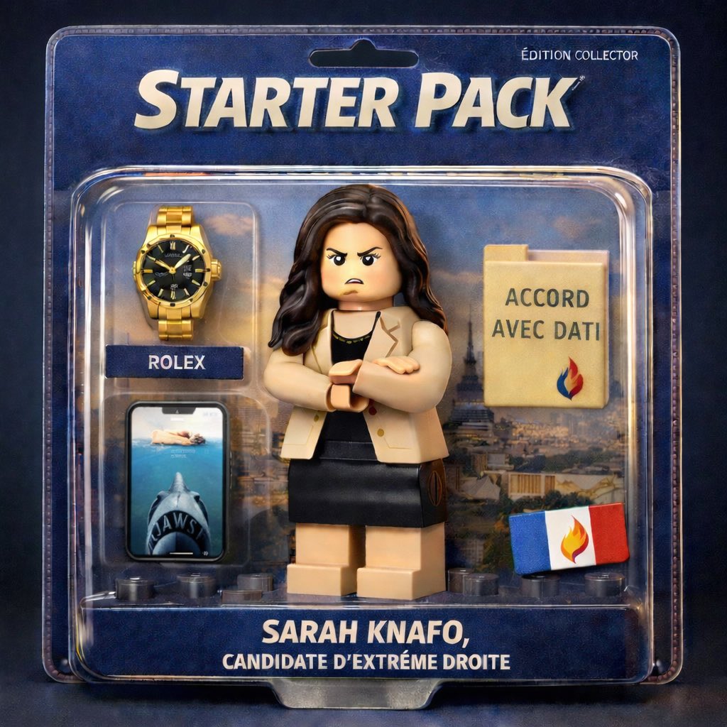 Guenanen01's tweet image. Nouveau Starter Pack disponible :
✅  Rolex
✅ Accord avec Dati
❌ Défendre les classes populaires
❌ Cohérence politique

Sarah Knafo, candidate d’extrême droite.