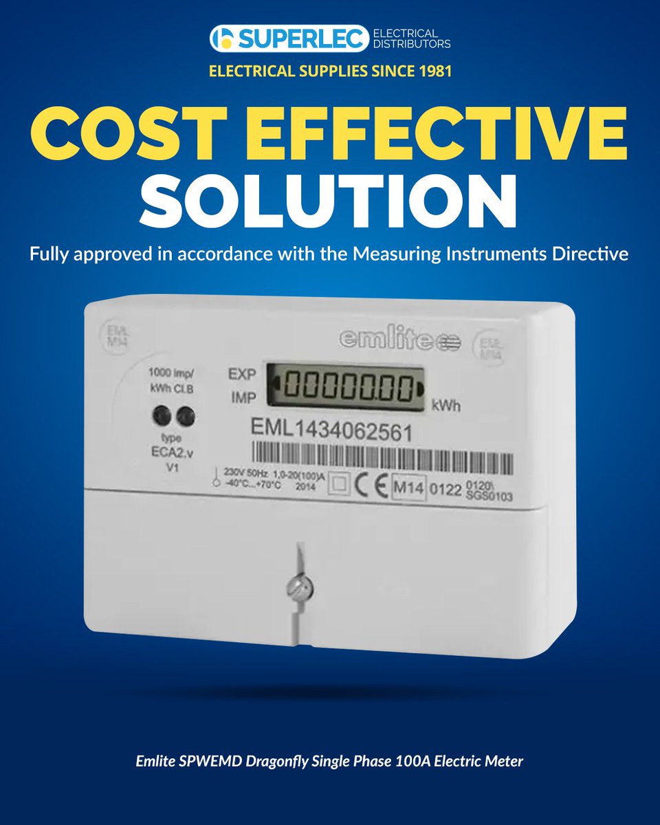 SuperlecDirect's tweet image. Measure Smarter! ⚡

Meet the Emlite Dragonfly 100A Single Phase Meter — a compact, cost-effective solution for metering applications.

🔗 Shop Now: superlecdirect.com/switchgear-and…

#ElectricalSupplies #CostEffective #ElectriciansUK #Emlite #Landlords #PropertyMaintenance