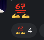 I'm pleased to inform you the <a href="/laravelphp/">Laravel</a> boomers have been having way too much fun with the 67 meme-turned-emoji.

By my calculations, this indicates the top of the 'no longer cool' market for this meme.

You're all welcome.