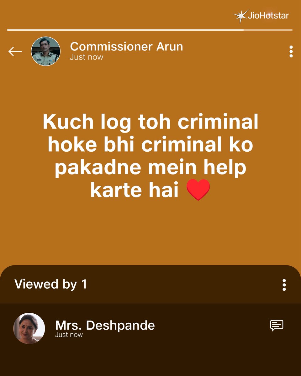 JioHotstar's tweet image. Kuch logon ko lagta hai poore din binge karna sahi hai… they are right 😌

#MrsDeshpande #CriminalJustice #JurassicWorldRebirth #TheGreatShamsuddinFamily #Sholay