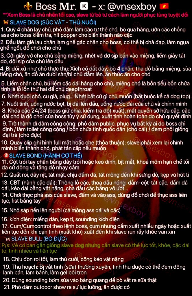 - Bọn slave tự phân loại mình nhá
- Mấy fen Boss có add thêm gì không ?