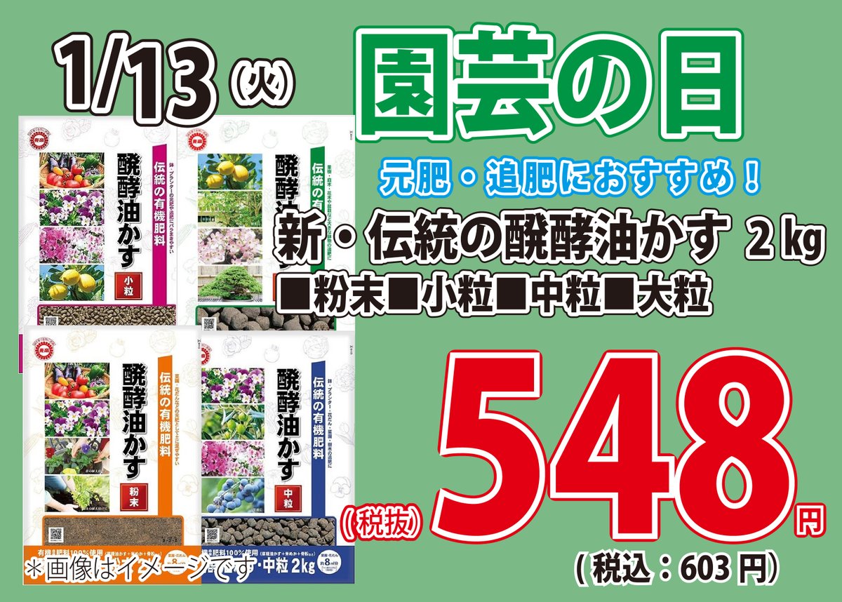 浦添店・コザ店・とよみ店・なご店の4店舗合同で、今週も園芸用品がお