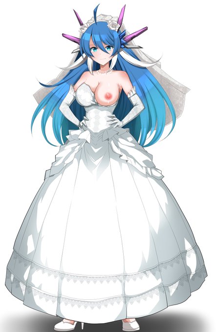 ご依頼作品を納品しましたので公開します!
デュエプレのQ.E.Dのウエディングドレス姿です!!

あれ?ポロリしてますね☺ 