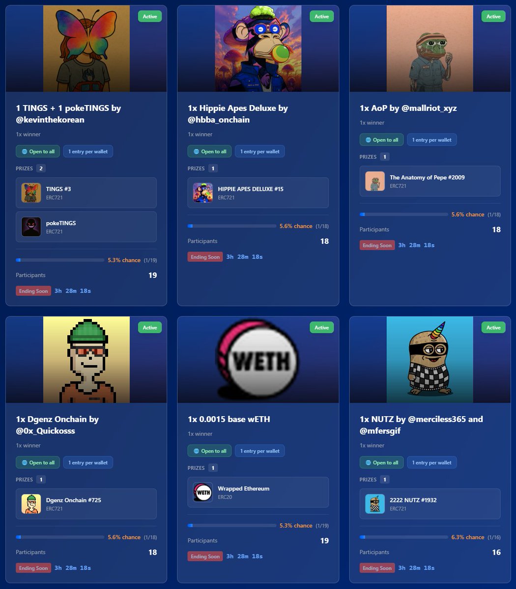 GM @dgenzonchain &amp; <a href="/base/">Base</a> ⏹️

Quick update about <a href="/Based_Games_/">Based Games</a> 👇

🎟️ RAFFLES ARE NOW OPEN TO EVERYONE
⏳ And they’re still live for a few more hours

There was a bug that prevented non-Dgenz holders from joining raffles due to the platform fee discount.

👉 Thanks to your