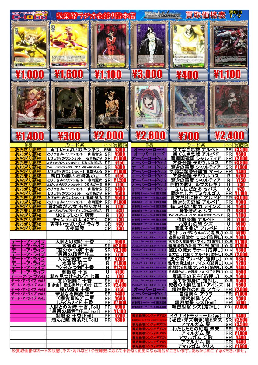 ◇ #ヴァイスシュヴァルツ 買取情報◇ お腹は正直 RRR 3000 取り消した