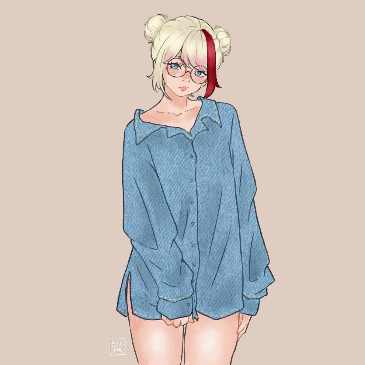 Petit art trop mignon de la magnifique <a href="/Eromaart1/">💮Eromaart✨️</a>.
Vraiment j'adore cette chemise en jean, c'est vraiment trop mon kiffe.
Merci beaucoup ❤️❤️