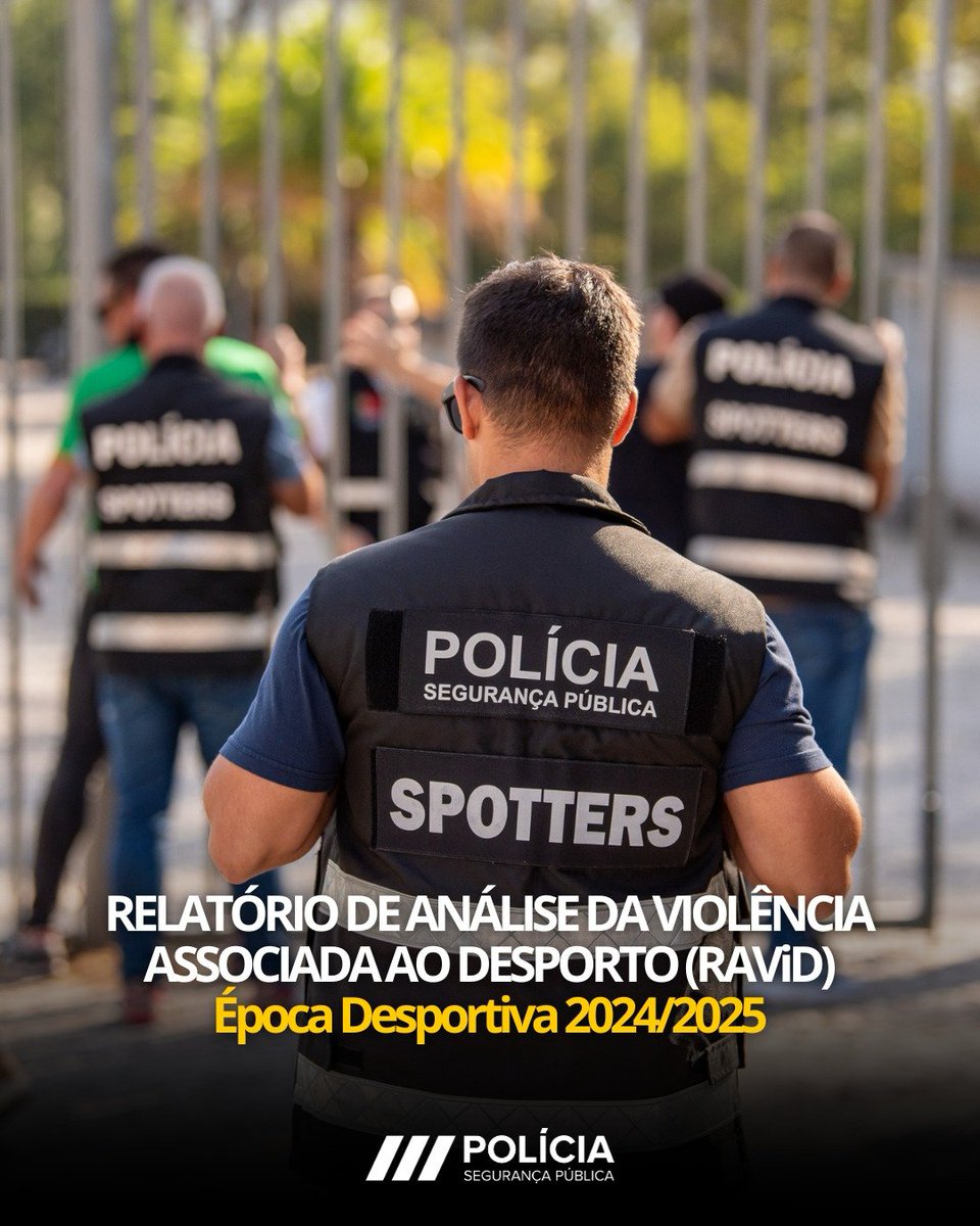 PSP_Portugal's tweet photo. 🏟️Relatório de Análise da Violência associada ao Desporto 2024/2025, que regista uma redução significativa de incidentes, interrompendo a tendência de crescimento dos últimos anos.
https://t.co/WQKVfZHzOb
#SemprePresente https://t.co/LlAnuU91cO