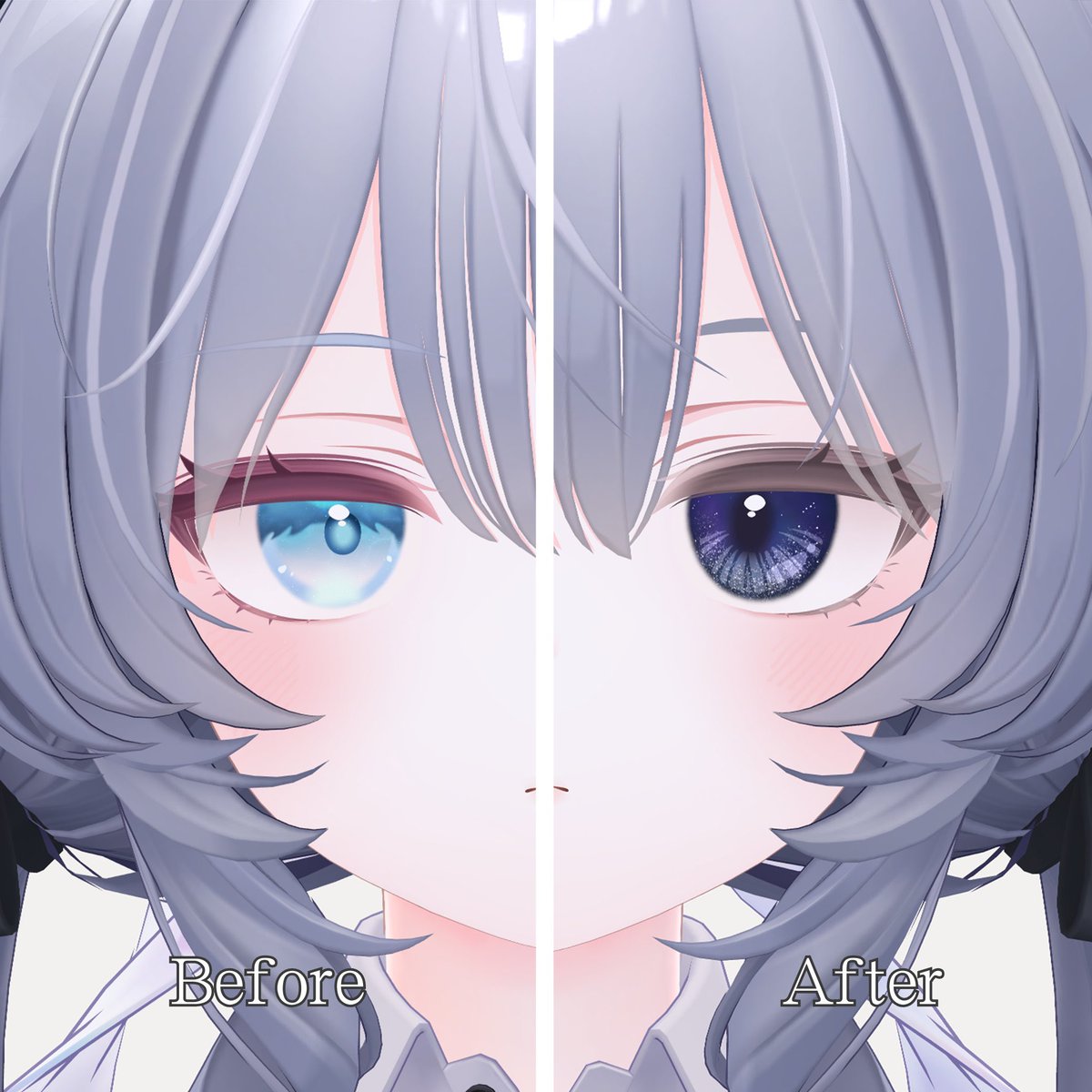 VRC_082's tweet image. #VRC_おやつ工房
【祝🎉発売しました〜〜】

ラムネちゃん用 Eye Texture
『Starglow Iris』
- 星空イメージのEmission Mask付属 -

ラムネちゃん好きに届け！！！
拡散だけでも！よろしくお願いしますっ✨

#VRChat #Ramune3D
⬇️Boothページ⬇️