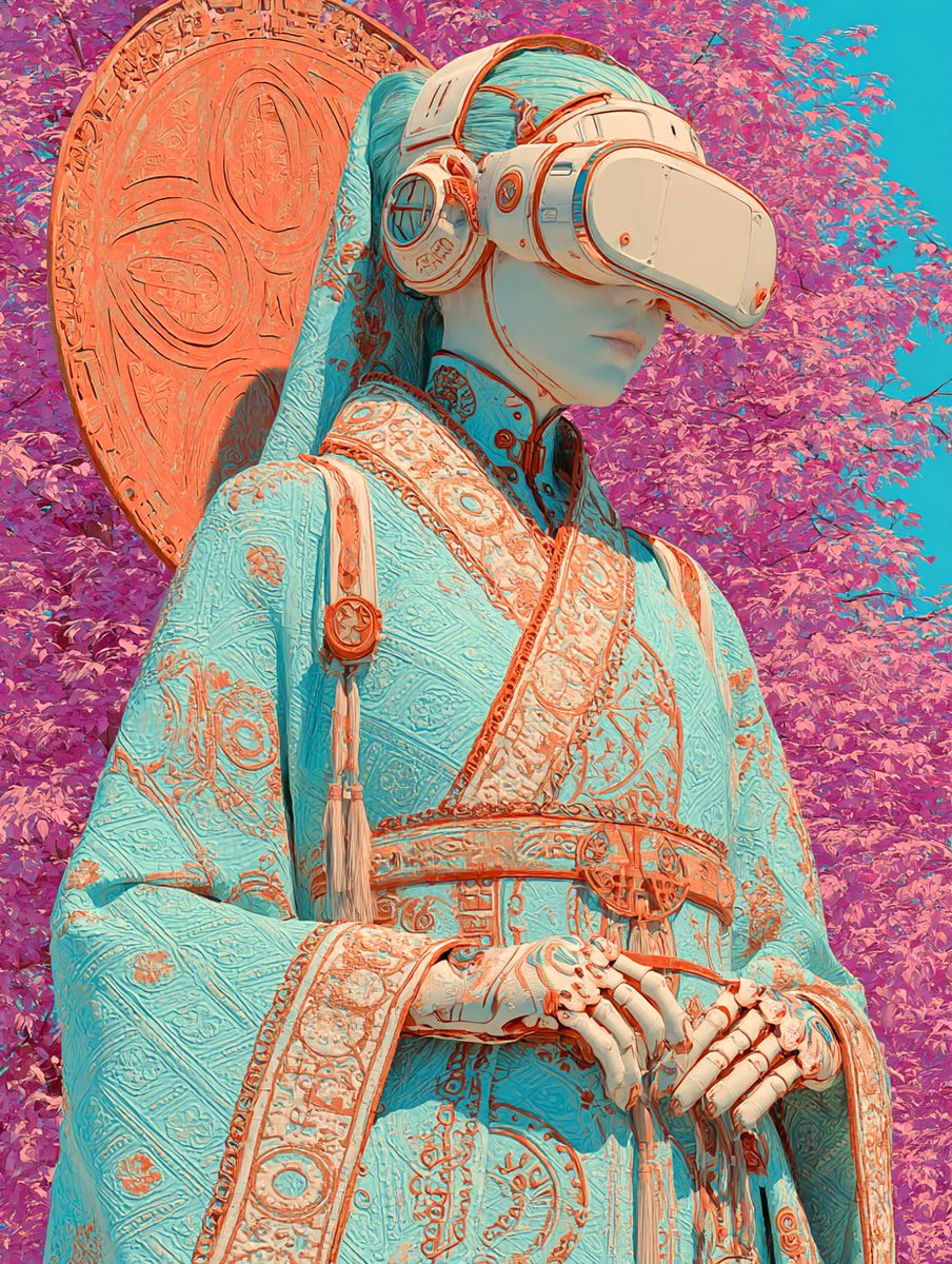 phokuinc's tweet image. Heritage dresses for the future 
#Vaporwave #midjourney #AIart