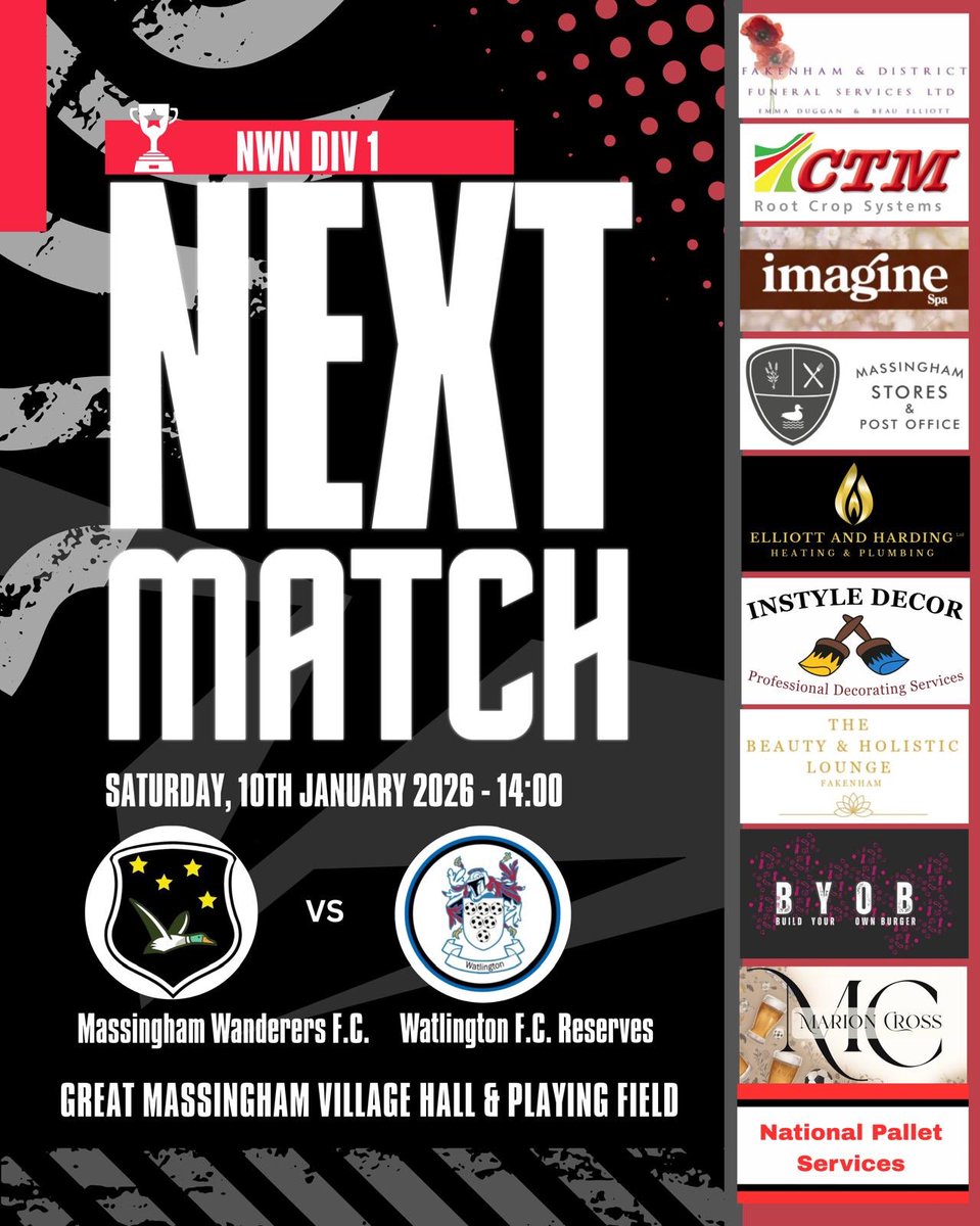 Match day:

A game against <a href="/wattyressies/">Watlington FC Reserves</a> which could decide the destiny of the title.

Sure to be a good competitive game..

They’ve had their tetanus shots and they’re ready for us! 

First game in an over a month and It don’t get much bigger.

#upthemass
#winnerswin