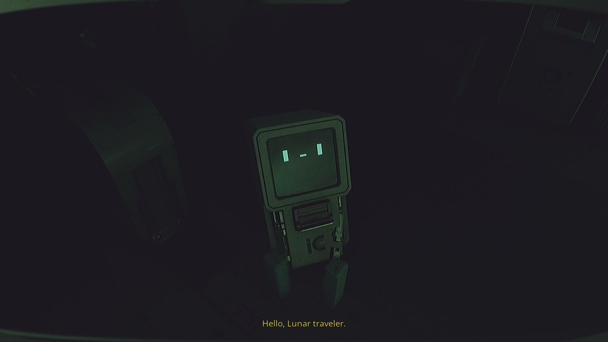 Sporesan's tweet image. Really enjoyed #ROUTINE by @LunarSoftware . Very 80s/90s space retro aesthetic with no UI on screen, but in game. (I want an IC bot, they're so cute)